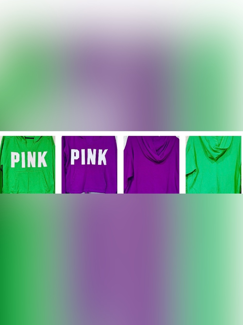 Lot of VS Pink hooded crop top green and purple